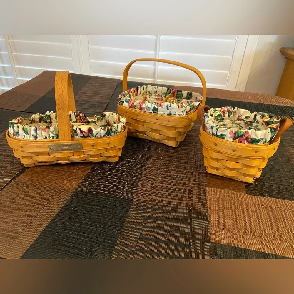 Vintage Longaberger baskets, floral theme liners